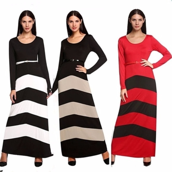 Geometric Print Long Sleeve Maxi Dress